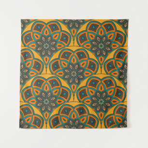 Abstract mandala fish scale seamless pattern. Orna Tapestry