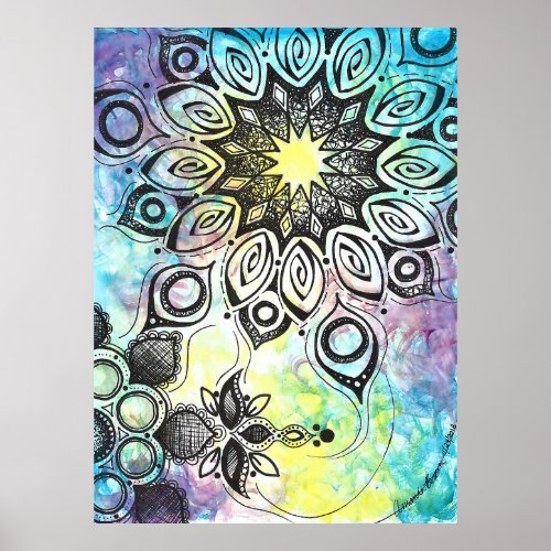 Abstract Mandala Flowers Poster