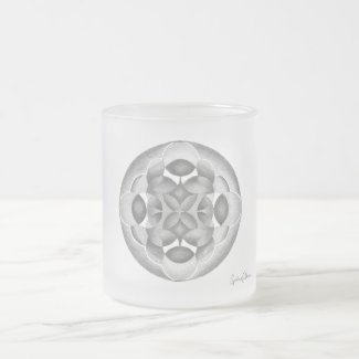 Abstract Mandala Good and Evil Black and White Frosted Glass Coffee Mug