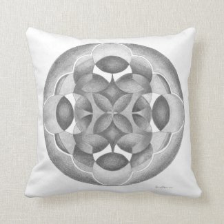 Abstract Mandala Good and Evil Black and White Throw Pillow