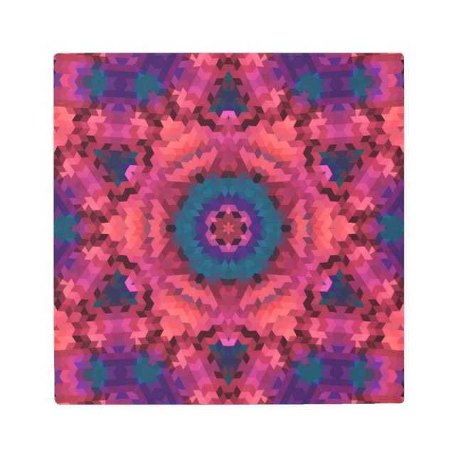 Abstract mandala kaleidoscope round circle shapes metal print (Front)