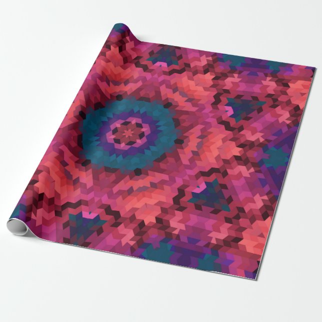 Abstract mandala kaleidoscope round circle shapes wrapping paper (Unrolled)
