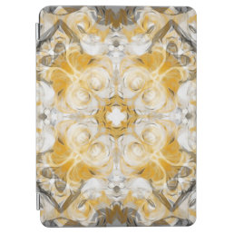 Abstract mandala, ochre, yellow, grey, white iPad air cover