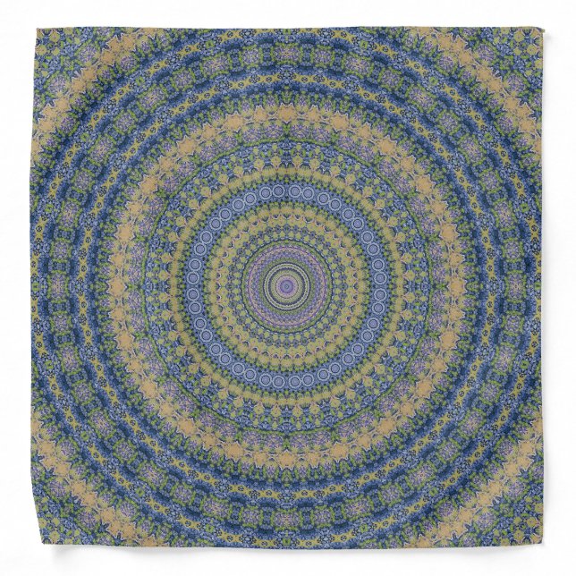 Abstract mandala round seamless pattern kaleidosco bandana (Front)