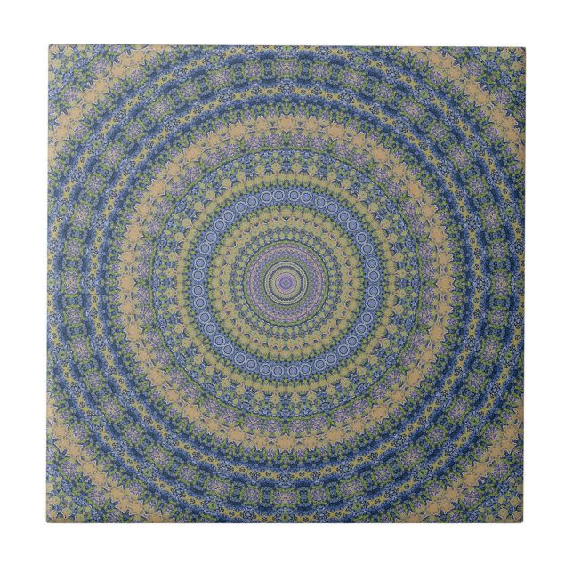 Abstract mandala round seamless pattern kaleidosco ceramic tile (Front)