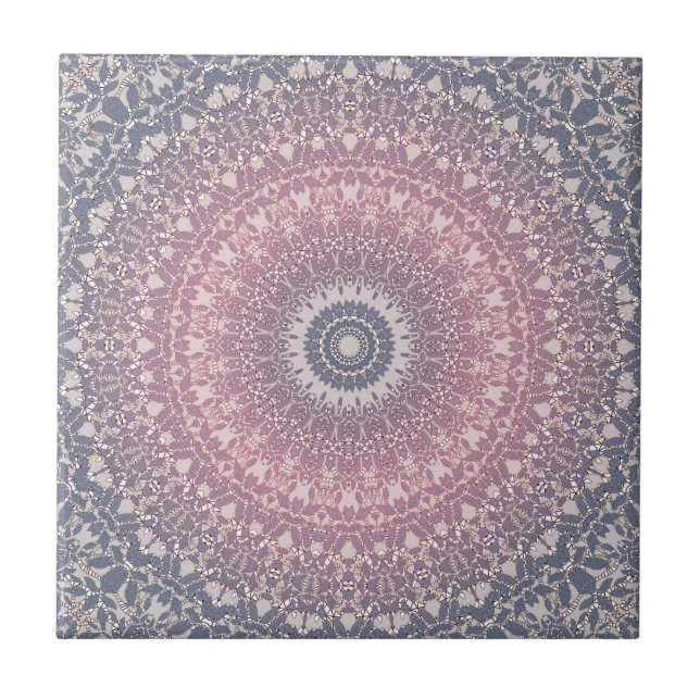 Abstract mandala round seamless pattern kaleidosco ceramic tile (Front)