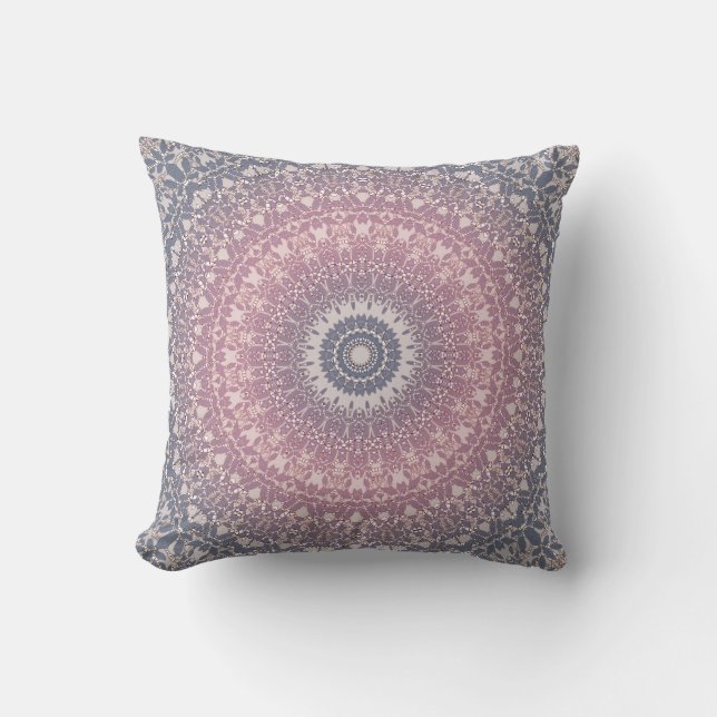 Abstract mandala round seamless pattern kaleidosco throw pillow (Front)