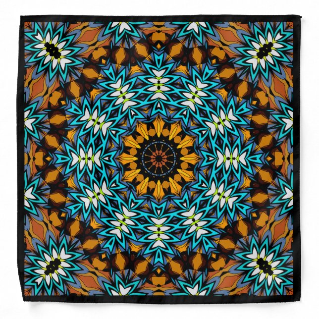 Abstract mandala round spring summer fresh bandana (Front)