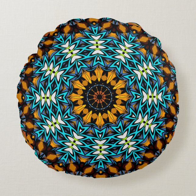 Abstract mandala round spring summer fresh bandana round pillow (Front)