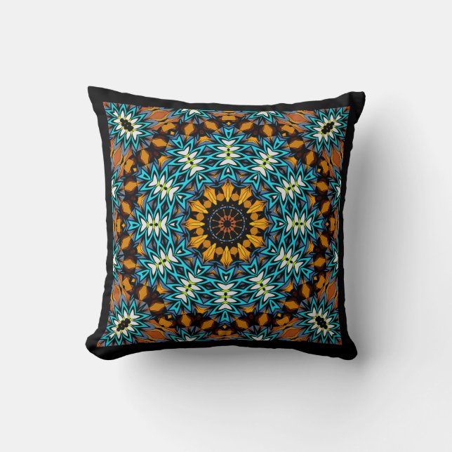 Abstract mandala round spring summer fresh bandana throw pillow (Front)