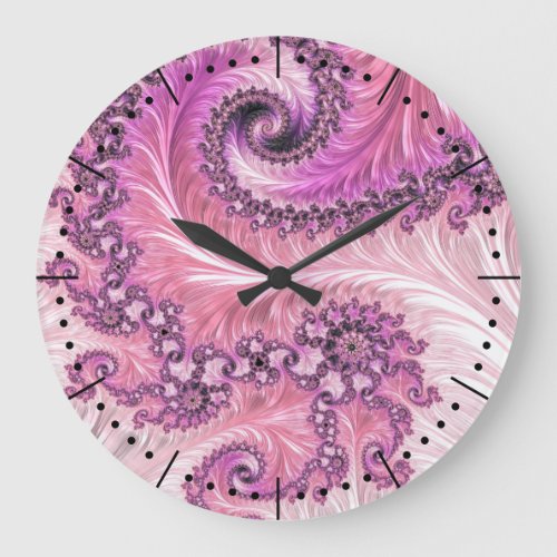 Abstract Mandelbrot fractal in luxurious pinks Large Clock