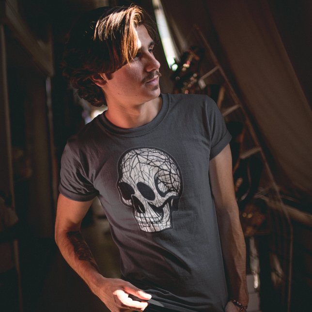 Abstract Mandelbrot Fractured Skull Black Mens T-Shirt (Creator Uploaded)