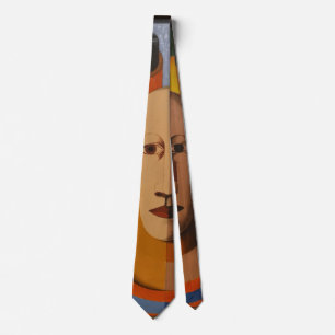 abstract Mans Face colorful art painting Neck Tie