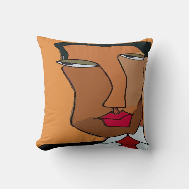 Abstract Man's Face Throw Pillow (Front)