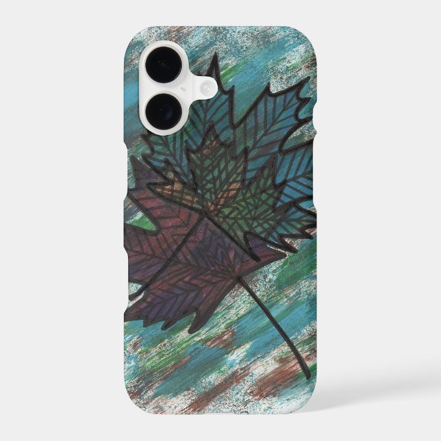 Abstract Maple Leaf Line Art Botanical Graphic iPh Iphone Case (Back)