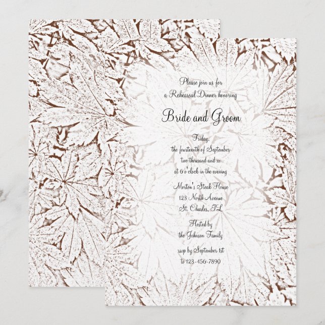 Abstract Maple Leaves Rehearsal Dinner Invitation (Front/Back)