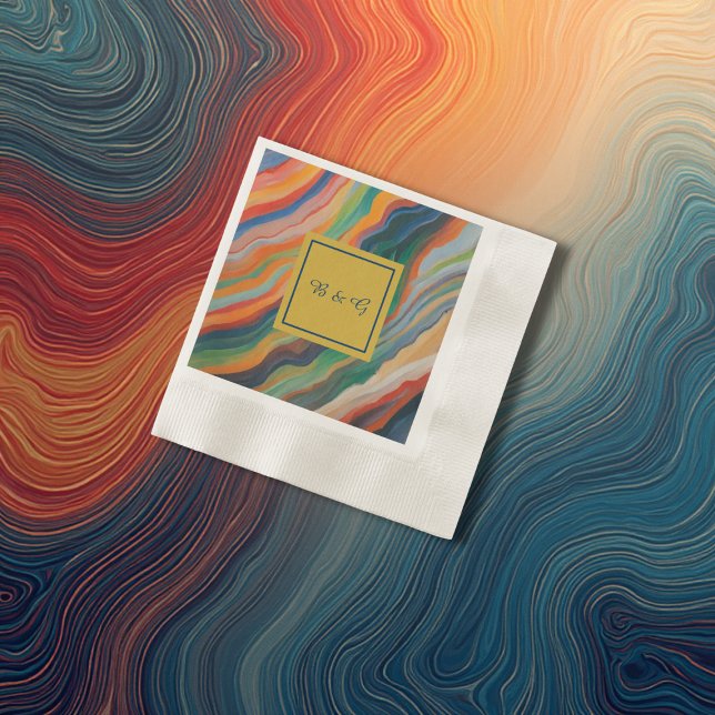 abstract marble african monogram wedding napkins (Creator Uploaded)