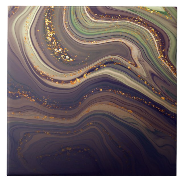 Abstract Marble and Glitter Ceramic Tile (Front)