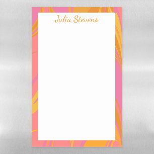 Abstract Marble Art in Bright Yellow and Pink Magnetic Dry Erase Sheet