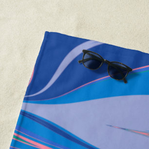 Abstract Marble Art in Colorful Bright Blue Beach Towel