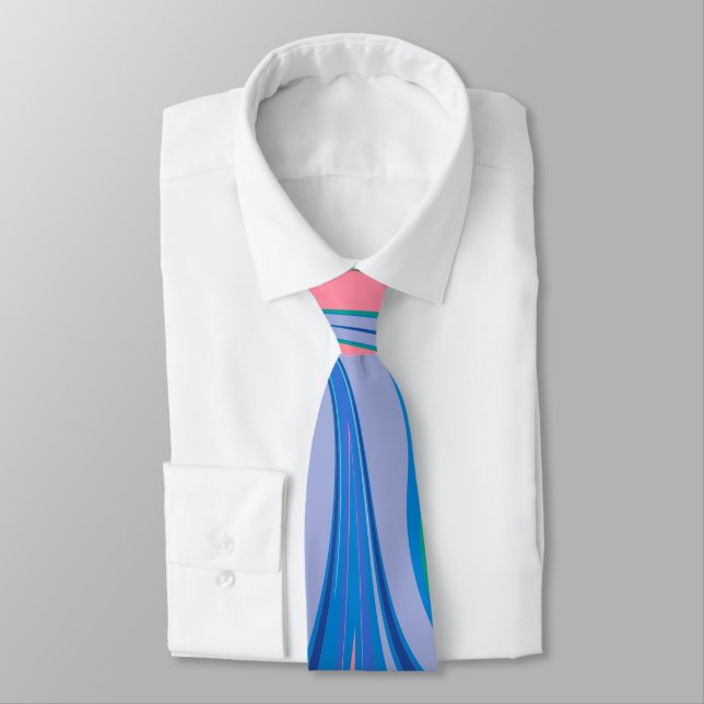 Abstract Marble Art in Colorful Bright Blue Neck Tie (Tied)
