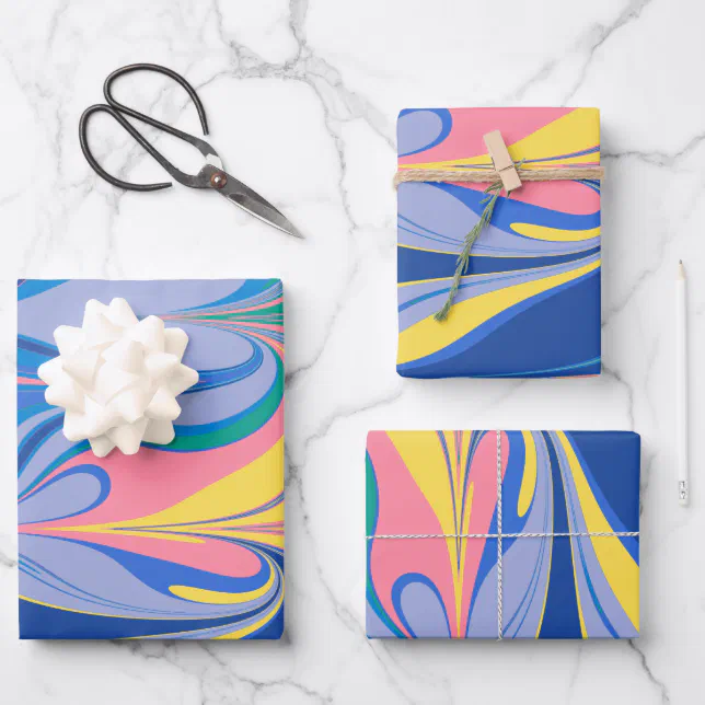 Abstract Marble Art in Colorful Bright Blue Wrapping Paper Sheets | Zazzle