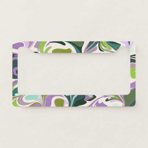 Abstract Marble Art Purple and Green  License Plate Frame