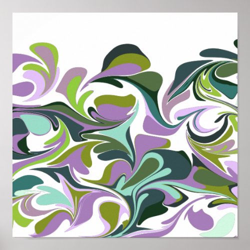 Abstract Marble Art Purple and Green Poster