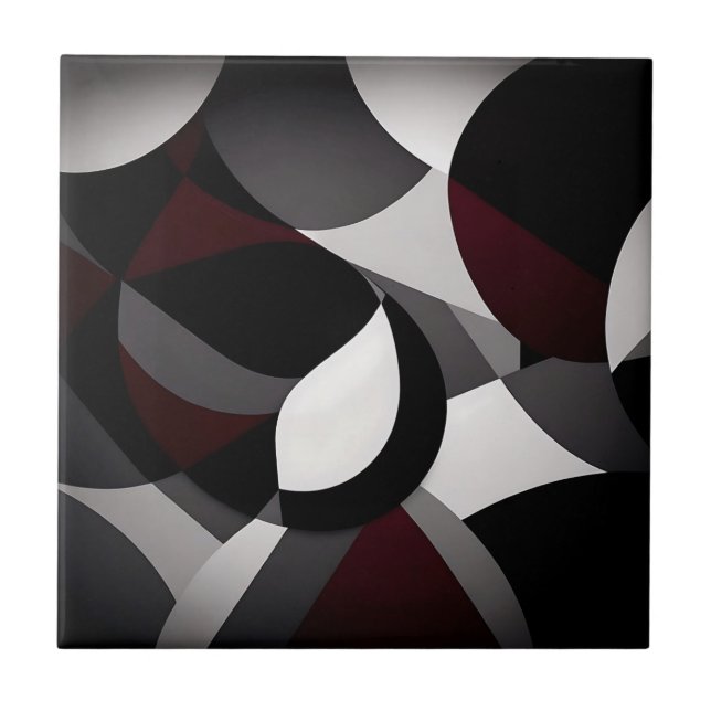 Abstract Marble  Black White And Red Ceramic Tile (Front)