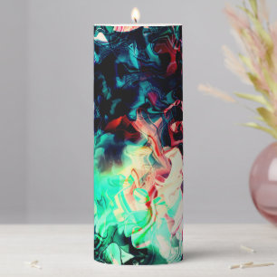 Abstract Marble Blue Pillar Candle