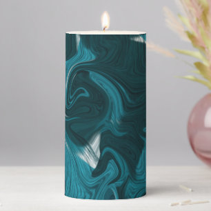 Abstract Marble illustration Blue Pillar Candle