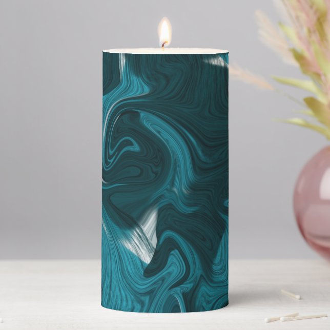 Abstract Marble illustration Blue  Pillar Candle (In Situ)