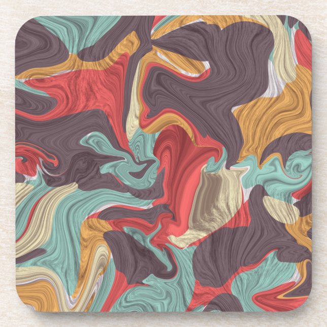 Abstract Marble illustration Colorful          Beverage Coaster (Front)