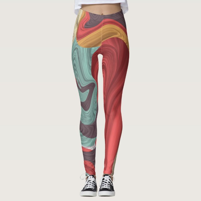 Abstract Marble illustration Colorful  Leggings (Front)