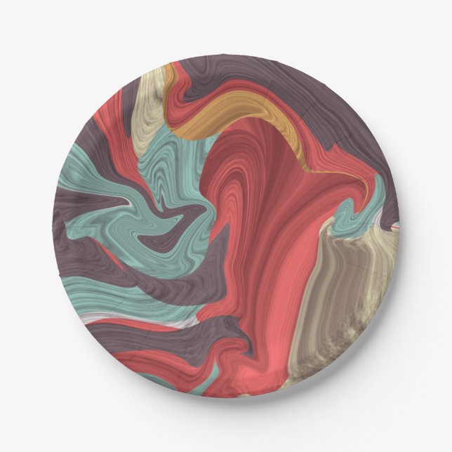 Abstract Marble illustration Colorful     Paper Plates (Front)