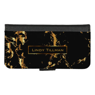 Abstract Marble in Black and Gold iPhone 8/7 Wallet Case