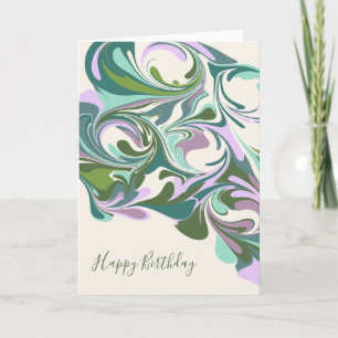Abstract Marble in Purple and Green Birthday Card