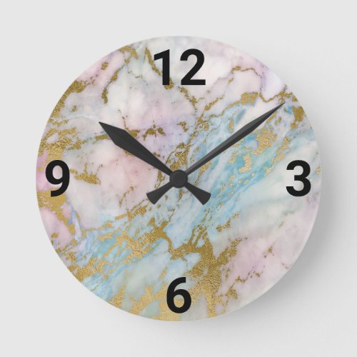 Abstract Marble Inspired Pink Blue WALL CLOCK