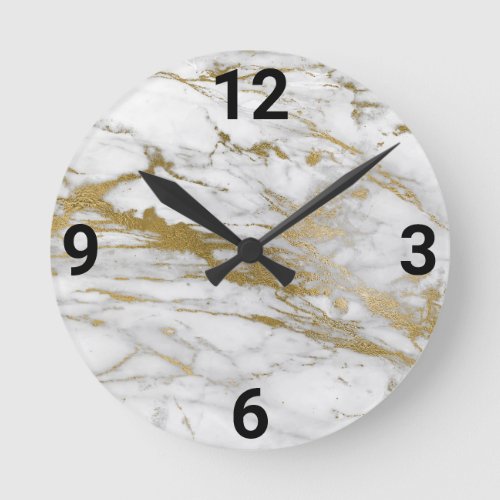 Abstract Marble Inspired White Gold WALL CLOCK
