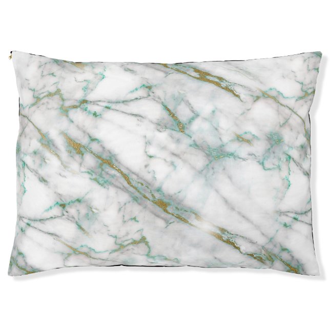 ABSTRACT MARBLE JADE GOLD PET BED (Front)