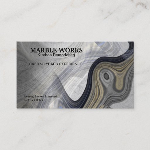 Customizable Abstract Marble Kitchen Remodeling Service Business Card