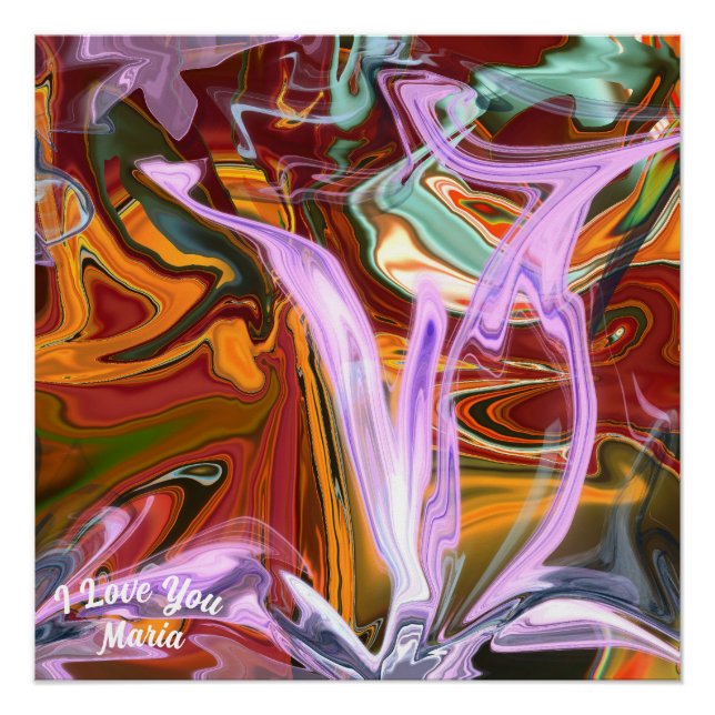 Abstract Marble  Liquified Colorful Glossy Poster (Front)