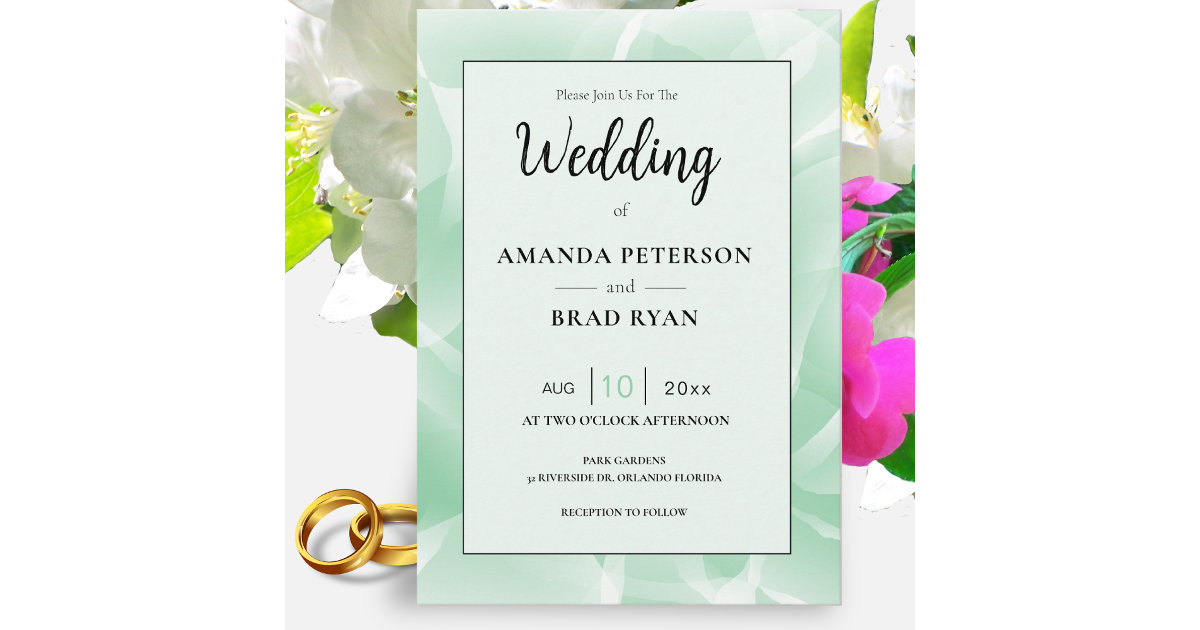 Abstract Marble Mint Green Wedding Invitation Zazzle