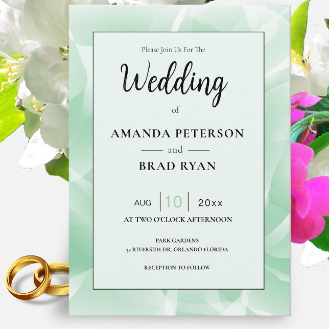 Abstract Marble Mint Green Wedding Invitation (Creator Uploaded)