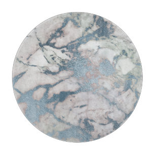 ABSTRACT MARBLE OCEAN BLUE TRAY CUTTING BOARD