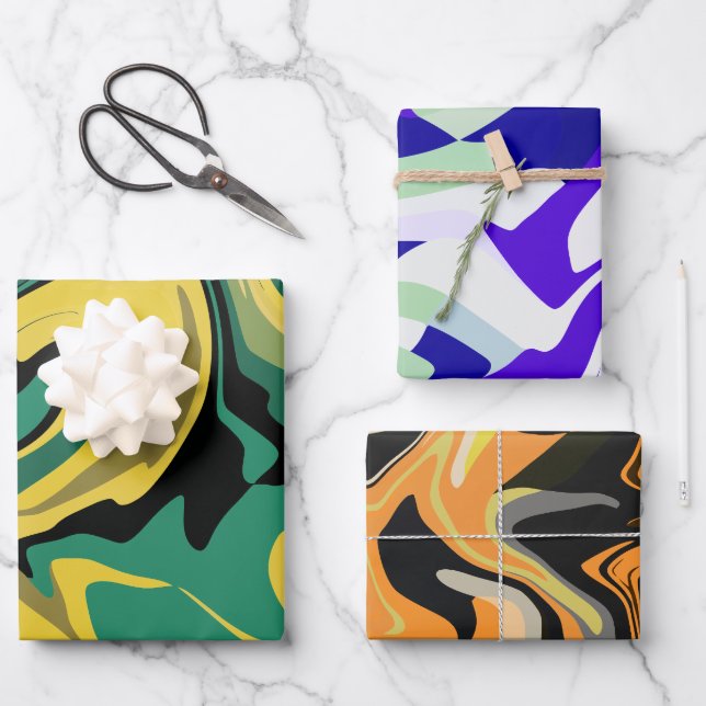 Abstract Marble Pattern Wrapping Paper Sheets (Front)