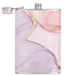 ABSTRACT MARBLE PINK GOLD STAINLESS STEEL FLASK