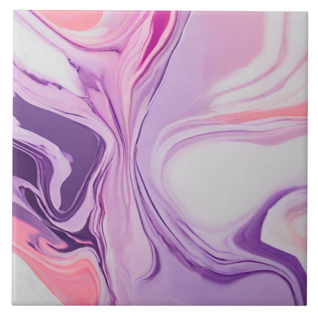 Abstract Marble Pink Purple Shades Paint Splash  Ceramic Tile (Front)