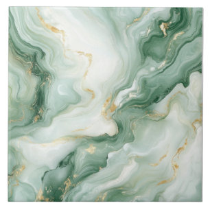 Abstract Marble Sage Green Ceramic Tile