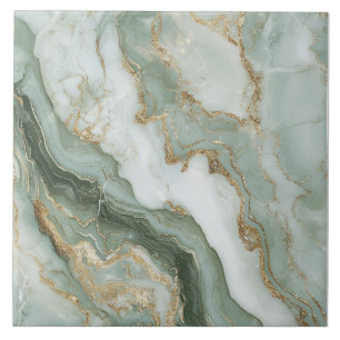 Abstract Marble Sage Green Ceramic Tile